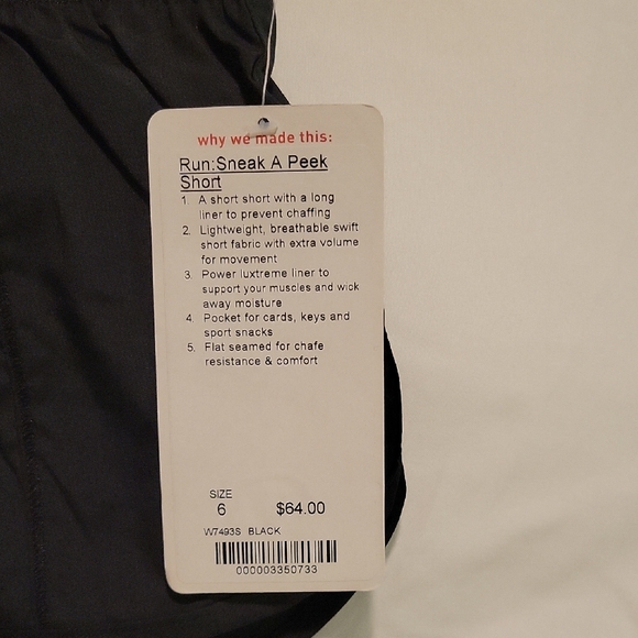 Lululemon Run Sneak A Peek Black Low Rise Shorts - Picture 3 of 8